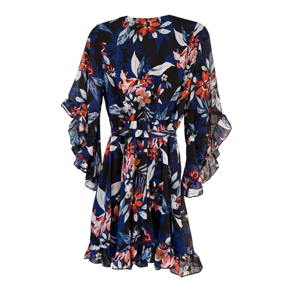 Women’s V Neck Floral A Line Dress - Picture 5 of 7
